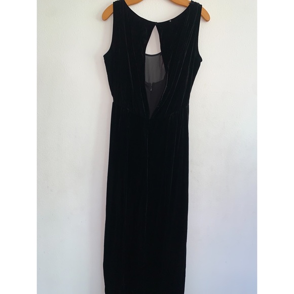 BCBGMaxAzria Ria New Black Velvet Asymmetrical Wrap Sleeveless Maxi Dress S - Picture 5 of 13
